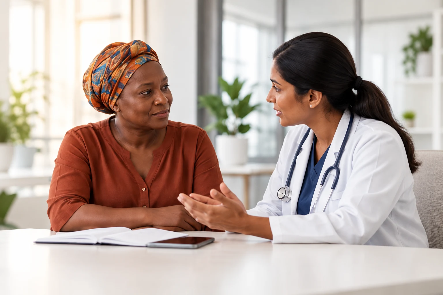 Illustrative patient and clinician conversation